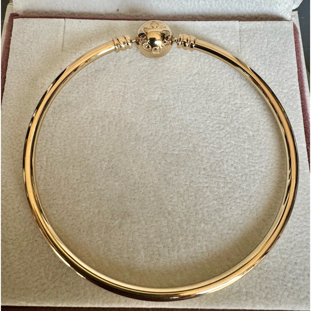 100% Authentic Pandora 14K Solid Gold Bangle Bracelet 7.5”